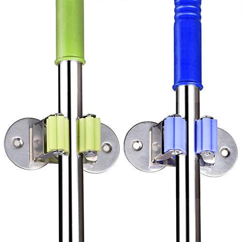 LYASI Stainless Steel Mop and Broom Holder, Dual-Purpose Wall Mounted Mop Broom Organizer