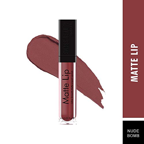 Image of Swiss Beauty Ultra Smooth Matte Liquid Lipstick, Nude Bomb, 6ml - Smooth Lip Color, Weightless Finish, Silky Matte Finish, Iconic Lip, Matte Finish, Matte Lipstick, Liquid Lipstick