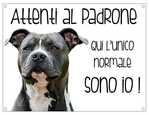 Cartello 'Attenti Al Cane' Amstaff - In PVC 15x20 Cm, Per Recinzioni E Giardini - Foto 10