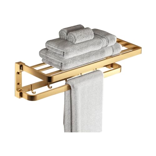 Portasciugamani pieghevole da parete, senza contenitore per vasca da bagno, 50 x 24,5 x 16,5 cm, mensola salvaspazio per asciugamani, design di facile installazione