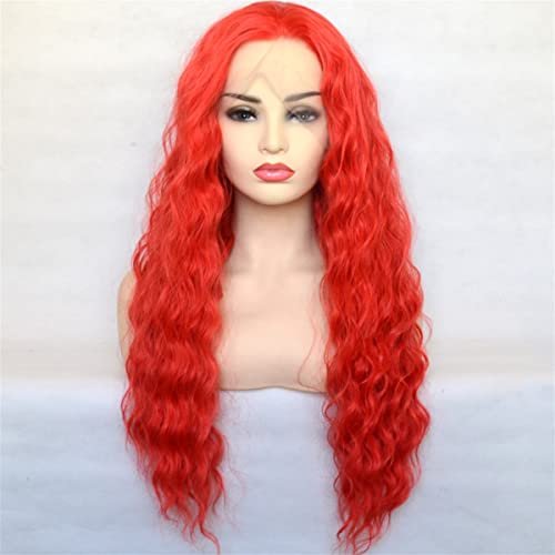 Perruque lace front rouge bouclée de 30 pouces en fibre thermorésistante