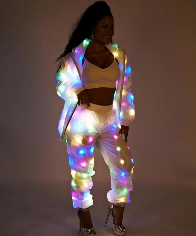 Womens Mens LED Light Up Rave Jacket Adult Kids Dance Party Fancy Dress Club Glowing Clothes For Xmas Halloween - Image 3