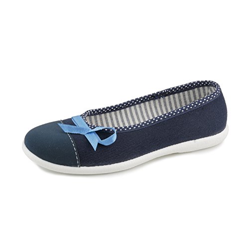 Zyta 5893 Navy Blue Little Girls' Natural Canvas Ballet Flat