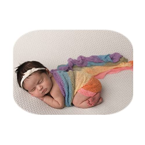 Image of Coberllus Newborn Baby Photo Props Wrap Cloth Blanket Swaddle for Boys Girls Photography Shoot (Rainbow)