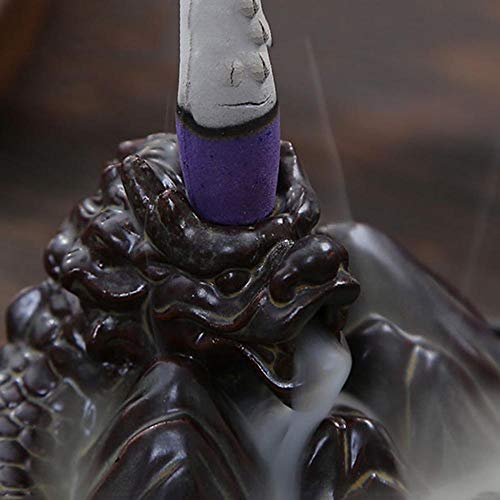 Ouyee Dragon Mountain Backflow Incense Burner, Handmade Cone Sticks Incense Holder Home Decor Craftwork Ceramic Backflow Incense Holder With 10 Pcs Incense Cones #TOP3
