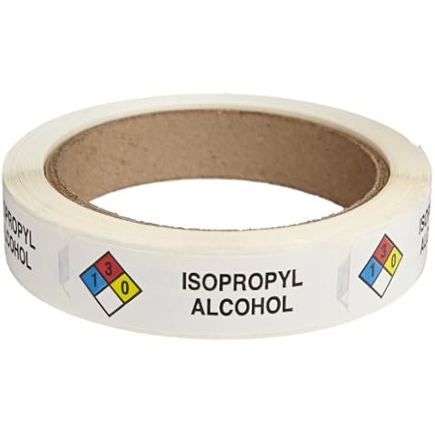 Roll Products 163-0012 Litho Removable Adhesive HMIG Label with 4 Color Imprint, Isopropyl Alcohol, 2-1/2" Length x 3/4" Width, For Identifying and Marking, White (Roll of 250) Cover