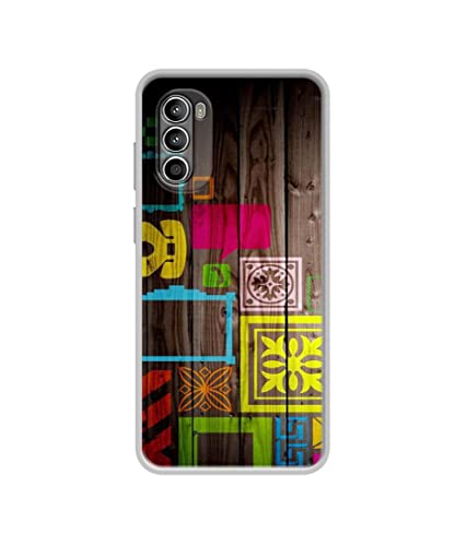 Image of Stamps on Wooden Texture Design Printed Silicon Soft TPU Back Case Cover for Motorola Moto G52 4G / Moto G82 5G