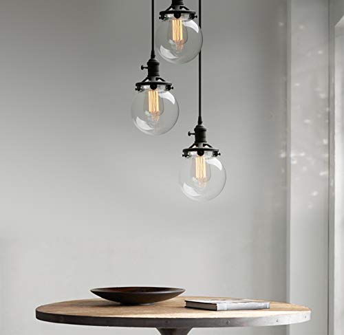 Phansthy Chandelier Light 3 Lights Industrial Pendant Light with 5.9 Inch Clear Glass Canopy - Image 4