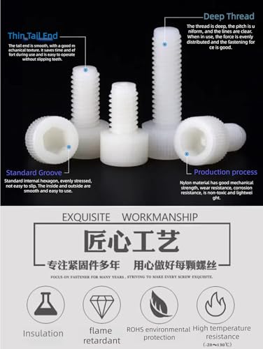 Kit fixation résistant aux produits chimiques avec vis hexagonale M5 nylon - 4