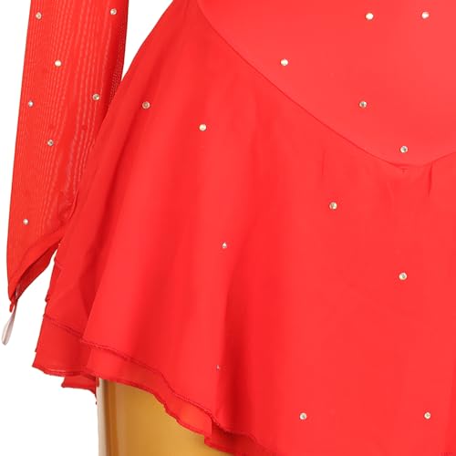 GeRRiT Saia de patinação artística azul gradual manga longa malha saia menina competição desempenho