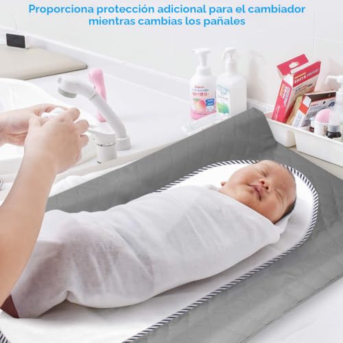 Miniatura 3 de Nicoone Paquete De 3 Forros Impermeables Para Cambiador, Lavables Y Reutilizables, 11.8 X 23.6 Pulgadas, Tela De Rizo De Fibra De Bambú Tpu