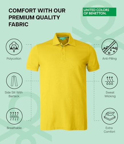 Image of United Colors of Benetton Shirt for Men | Tees for Man | Half Sleeves Plain Stylish Regular Fit Polo | Collar Tshirt | T-Shirt | Stylish Mens Tshirt