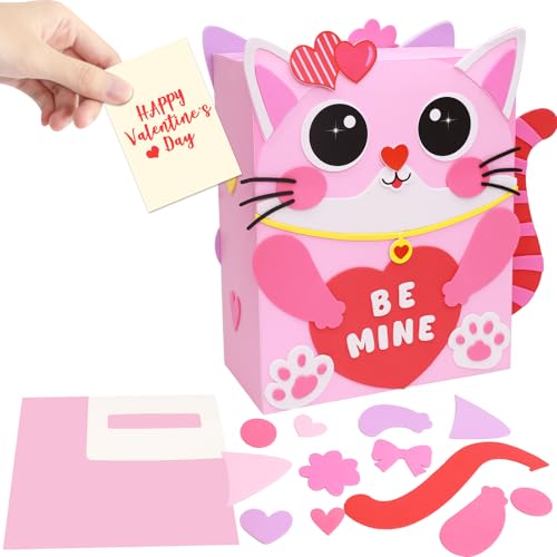 Boîte de Saint-Valentin pour enfants à faire soi-même motif chaton