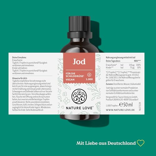 NATURE LOVE® Jod Tropfen - 150µg 50ml - alkoholfrei und vegan - geschmacksneutral, hoch bioverfügbar - hochdosiert & laborgeprüft 5