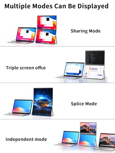 Image of 16 inch 2.5K Dual Portable Monitor, 2560x1600 100% sRGB Foldable Triple Laptop Screen Extender, USB C, HDMI, Plug & Play, Dual Monitor for Laptop, Mac, Windows