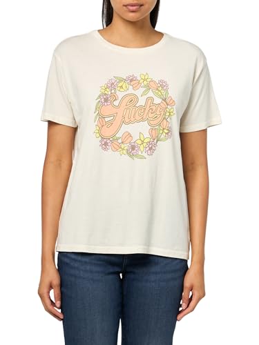 Lucky Floral Boyfriend Tee Femme t-shirt imprimé fleurs col rond