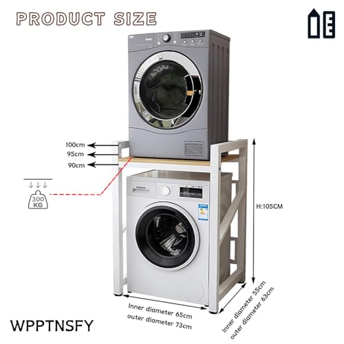 Adjustable Washer Dryer Stand Stacking Kit Over Washer Storage Unit for Front Load Washing Machines 300kg Load Capacity Ideal for Balcony & Laundry Room nization - Image 2
