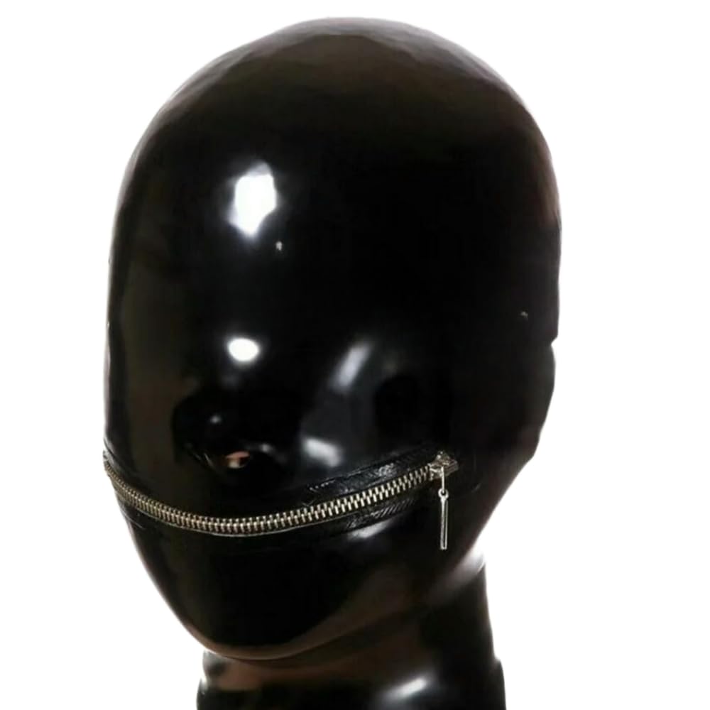 Maschera in lattice fatta a mano con cappuccio con cerniera a bocca e occhi chiusi con cerniera posteriore per costume cosplay