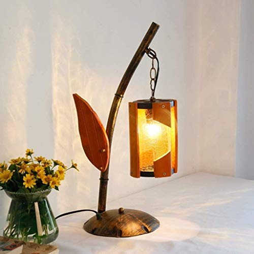 Lampe de bureau en fer rétro européen et verre de haute qualité E27