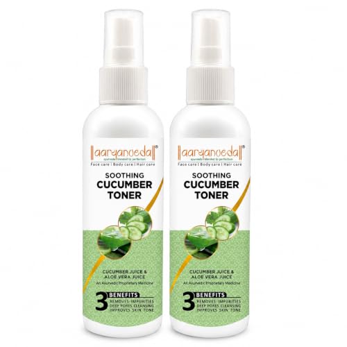 Image of Aryanveda Cucumber Toner with Aloe Vera & Cucumber Juice - Hydrating & Refreshing Face Toner for All Skin Types | Tightens Pores & Soothes Skin | 100ml (Pack of 2)