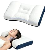 COZYNOVA 枕 首が痛くならない 人気 15° 黄金角度 低反発 安眠枕 まくら 立体構造 首肩の痛み・いびきケア 丸洗い可 通気性 仰向け・横向き・うつ伏せ対応 快眠枕 子ども枕 来客用 高さ調節 50x35x6cm ネイビー