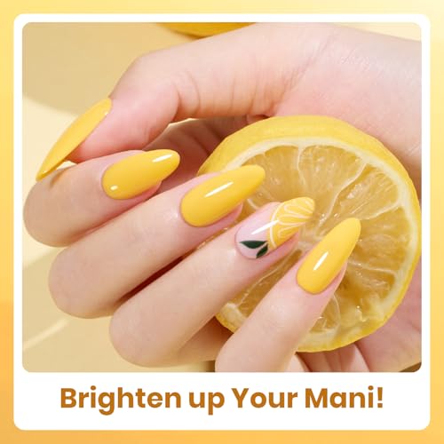 Image of Beetles Yellow Gel Polish Set - Lemon Whisper Collecion, Butter Pastel Light Bright Yellow Gel Polish Set Fall Colors UV LED Soak Off Nail for Manicure