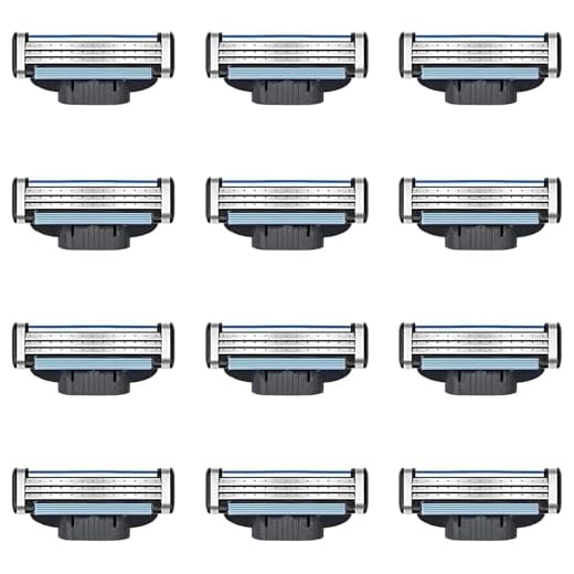 Pack de 12 Lames de Rasoir Compatible Mach 3, Recharges de Lames de Rasoir pour Homme, Confortable et avec Bandes Lubrifiantes, Lames Durables avec Indicateur d’Usure pour Tous Types de Barbes