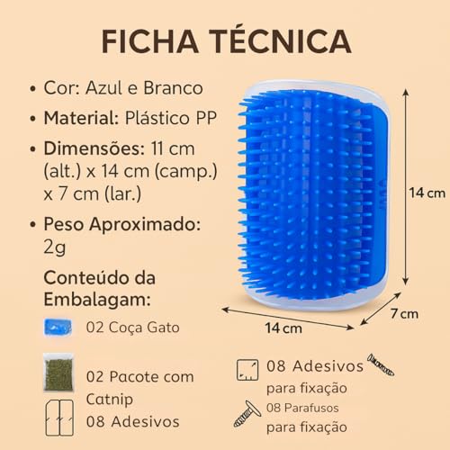 Kit 2 Brinquedos de Gato Coçador Roçador Escova Massageadora Com Catnip Para Quinas de Parede Sofá