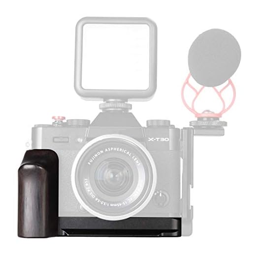 WEPOTO XT30-BL handgrepp snabbkopplingsplatta L-fäste QR-platta kompatibel med Fujifilm X-T30 X-T20 X-T10 kamera -aluminium ebenholts
