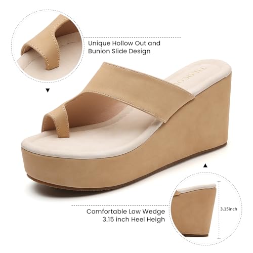 Image of Tilocow Wedge Bunion Sandals for Women Platform Slipper High Heel Wedge Flip-Flop Light Weight Ladies Shoes