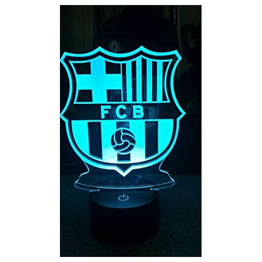Barcelona F.C. 3D Illusion Lamp Lámpara de estado de ánimo 3D con USB, 7 colores, botón táctil de control