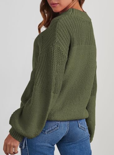 Sidefeel Women's Pullover Sweaters Casual Long Sleeve Crewneck Loose Knit Jumper Tops2