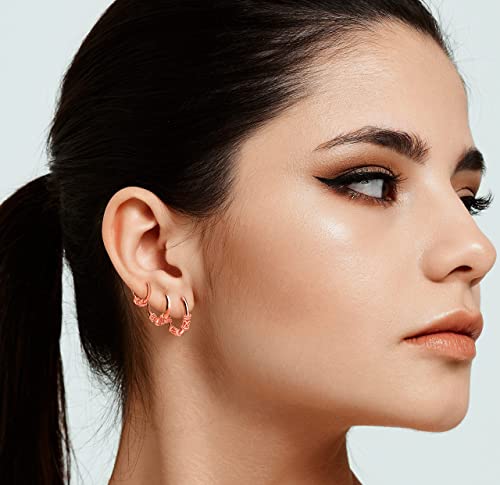 Hoops & Loops 925 Sterling Silver Set of 3 Pairs 10mm, 12mm & 14mm Bali and Bali Bead Endless Hoop Earrings for Women Men | Silver, Yellow & Rose Gold2