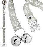 PoochieBells Dog Doorbell, Dog Potty Training Bells, Dog Safe USA-Made w/Perfect Sound,Dog Trainer Approved, Housetraining Made Easy & Quick, Sig Tracks Beige
