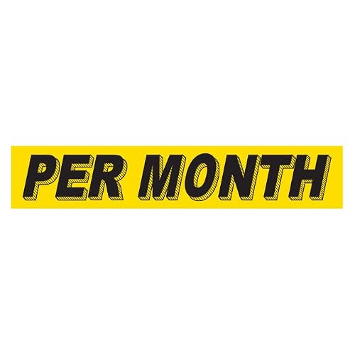 Per Month Slogan Window Stickers Black Yellow Vinyl 14.5" x 2.75", 48 Pack
