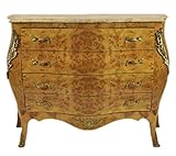 Farbe: Braun Casa Padrino Barock Kommode Ahornfarben mit cremefarbener Marmorplatte - Ludwig XIV Empire Kommode