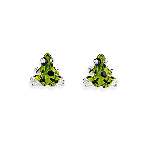 Drachenfels Luxus Ohrringe Giftpfeilfroschkönig in Echtsilber/Ohrstecker Silber 925 Sterling nickelfrei/Elegante Design Ohrringe für Damen/D GFR 20-1/AG