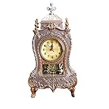 LIFKICH 1pezzi Orologio da Tavolo in Stile Europeo Vintage con Finitura Argento Grigio Decorazione Antica per Ufficio o Soggiorno senza Batteria Inclusa