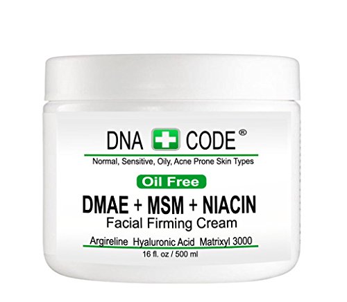 DNA CODE Skin Care OIL FREE-DMAE+MSM+NIACIN Firming Cream, 100% Pure Hyaluronic Acid, Argireline, Matrixyl 3000