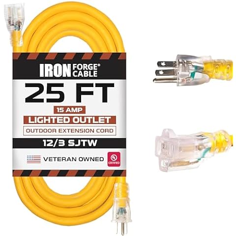 IRON FORGE CABLE 25ft Lighted Outdoor Extension Cord Cover