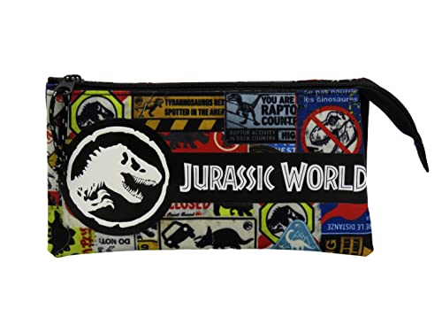 Jurassic World-Estuche Triple, Portatodo, Material Escolar, Portalápices, Estuche, Mutlicolor,...