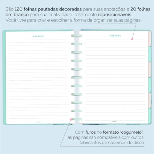 Caderno De Disco Iscool 140 Fls Grande G+ Oceania Conchas