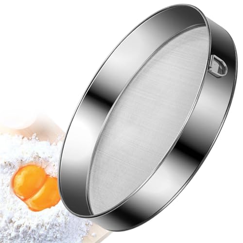 Mehlsieb Edelstahlsieb Feines Mehlsieb Feinmaschig 30 cm Runde Backsieb Puderzuckersieb für Getreide Bohnen Gemüse