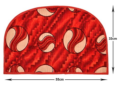 Image of Kuber Industries D Shape Ball Printed Anti-Slip Durable Velvet Door Mat, Welcome Mat for Entryway,Patio,Garage, Outdoor, 21 inchx14 inch (Red)-47KM01275
