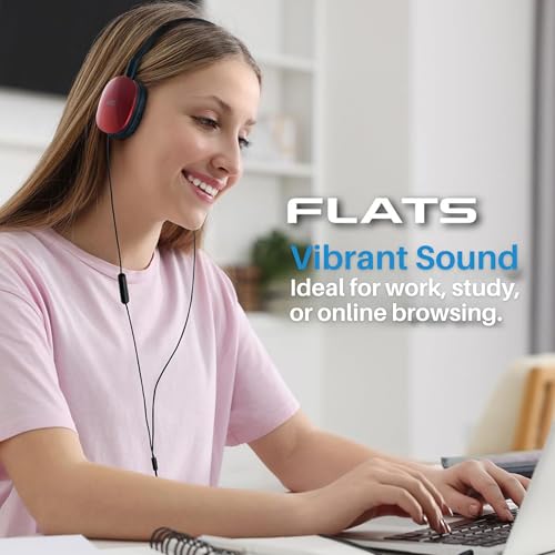 Image of JVC Flats Foldable Colorful Flats On Ear Headphones with Remote and Microphone, 3.94 Foot Gold Plated 3.5mm Slim Plug - HAS160MA, Adjustable - Red