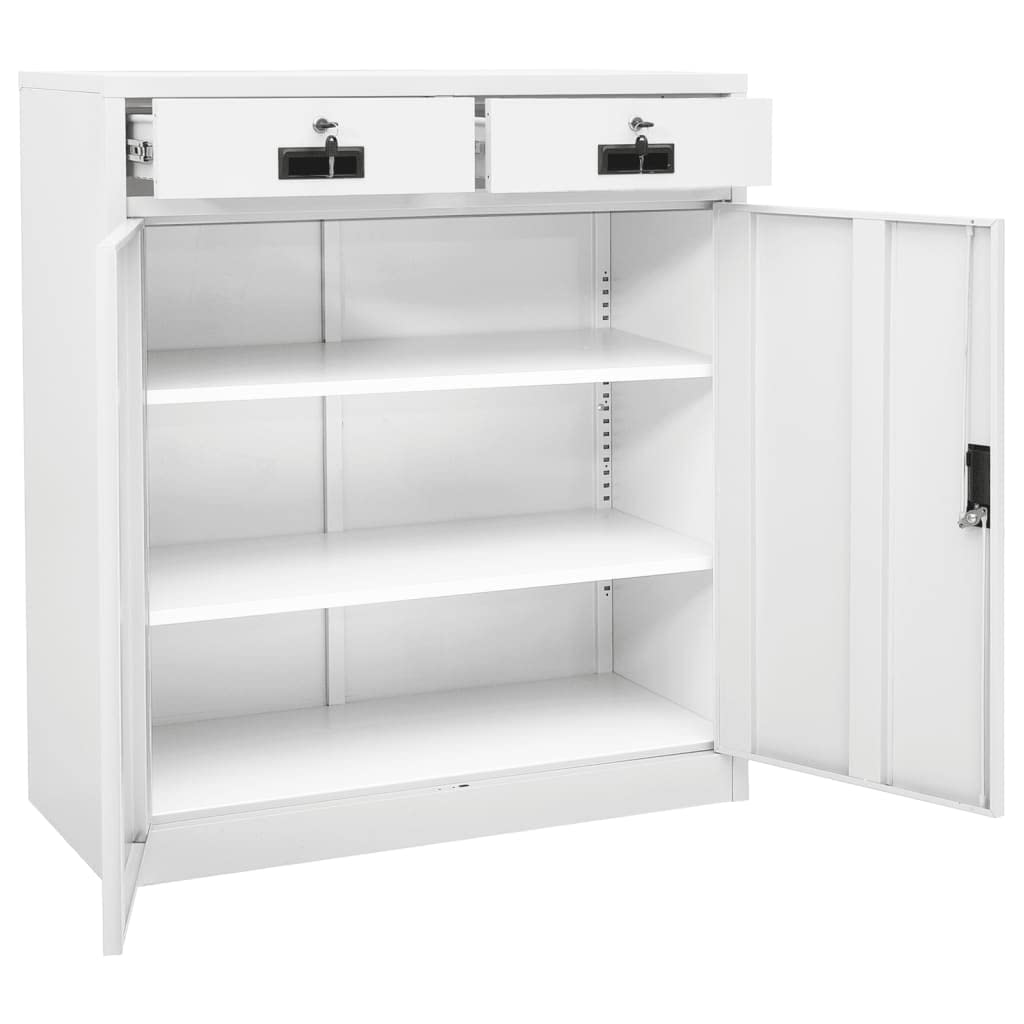 Armadio da ufficio, autoportante, in metallo, per aziende, ufficio, scuola, bianco, 90 x 40 x 102 cm