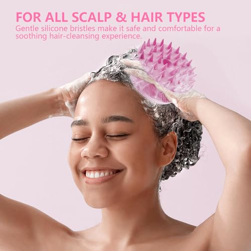 Image of 2 In 1 Silicone Brush, Body Shower Scrubber And Scalp Hair Massager Shampoo Brush, Deeply Cleansing Skin, Dandruff Removal And Hair Growth, Gentle For Women Men Sensitive Skin (Lilac)