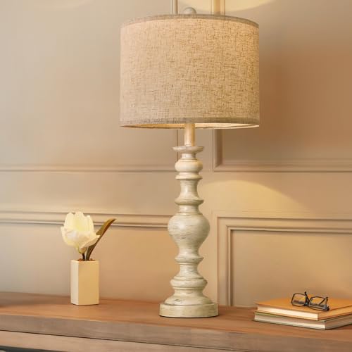 BOBOMOMO Resin 27.5" Farmhouse Lamps for Bedrooms Retro Side Table Lamps Bedside Lamp for Side Nightstand Living Roomï¼ˆ1 Packï¼‰