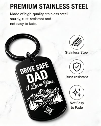 Image of Fathers Valentines Day Gifts for Him Dad Stocking Stuffers for Men Drive Safe Keychain Boyfriend Christmas Husband