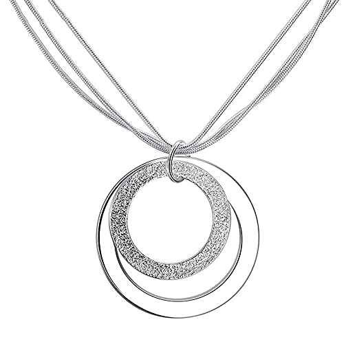Collier pendentif double mat en argent 925 de 18 pouces pour une elegance minimaliste